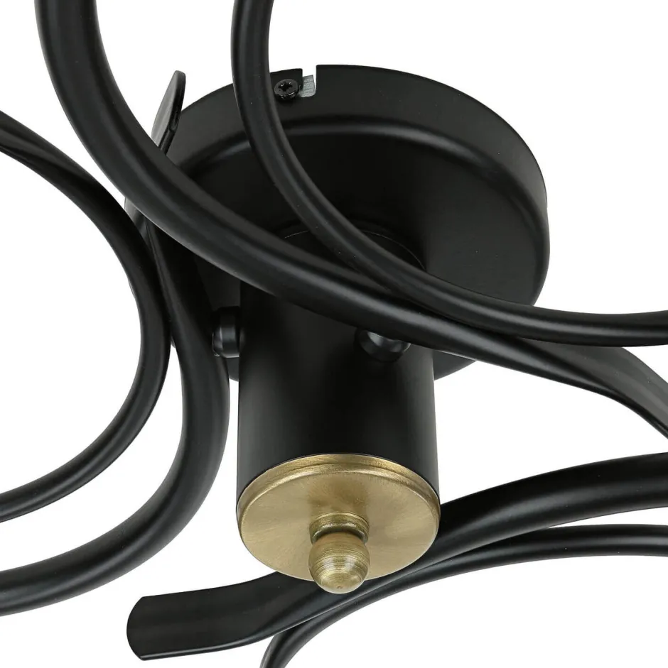 Glaslampen|Metall Lampen*Luminex Deckenlampe Glas Metall Schwarz Weiß Messing 3-flammig