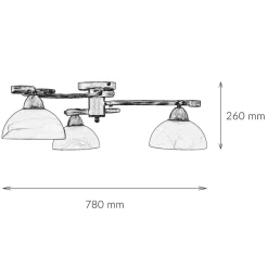 Glaslampen|Metall Lampen*Luminex Deckenlampe Glas Metall Schwarz Weiß Messing 3-flammig