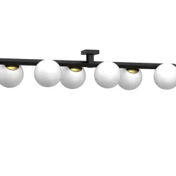 Luminex Deckenlampe Glas satiniert Metall Schwarz Gold 6-flmg< Deckenleuchten|Badezimmer Lampe