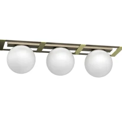 Luminex Deckenlampe Glaskugeln Metall in Gold Weiß E27 L:70 cm< Deckenleuchten|Badezimmer Lampe
