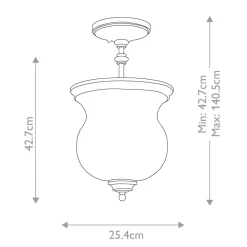 Deckenleuchten|Bürolampen*Elstead Deckenlampe Glasschirm D: 25,4 cm in Messing höhenverstellbar
