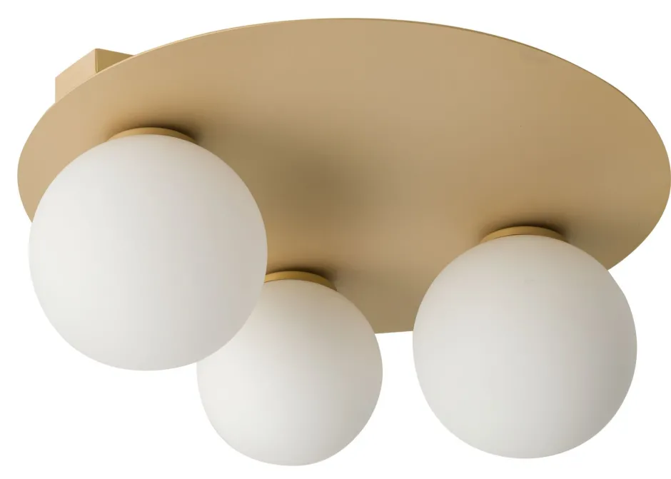 Sigma Deckenlampe Gold Glas Kugel Metall 3-flammig B:40 cm< Deckenleuchten|Flurlampen