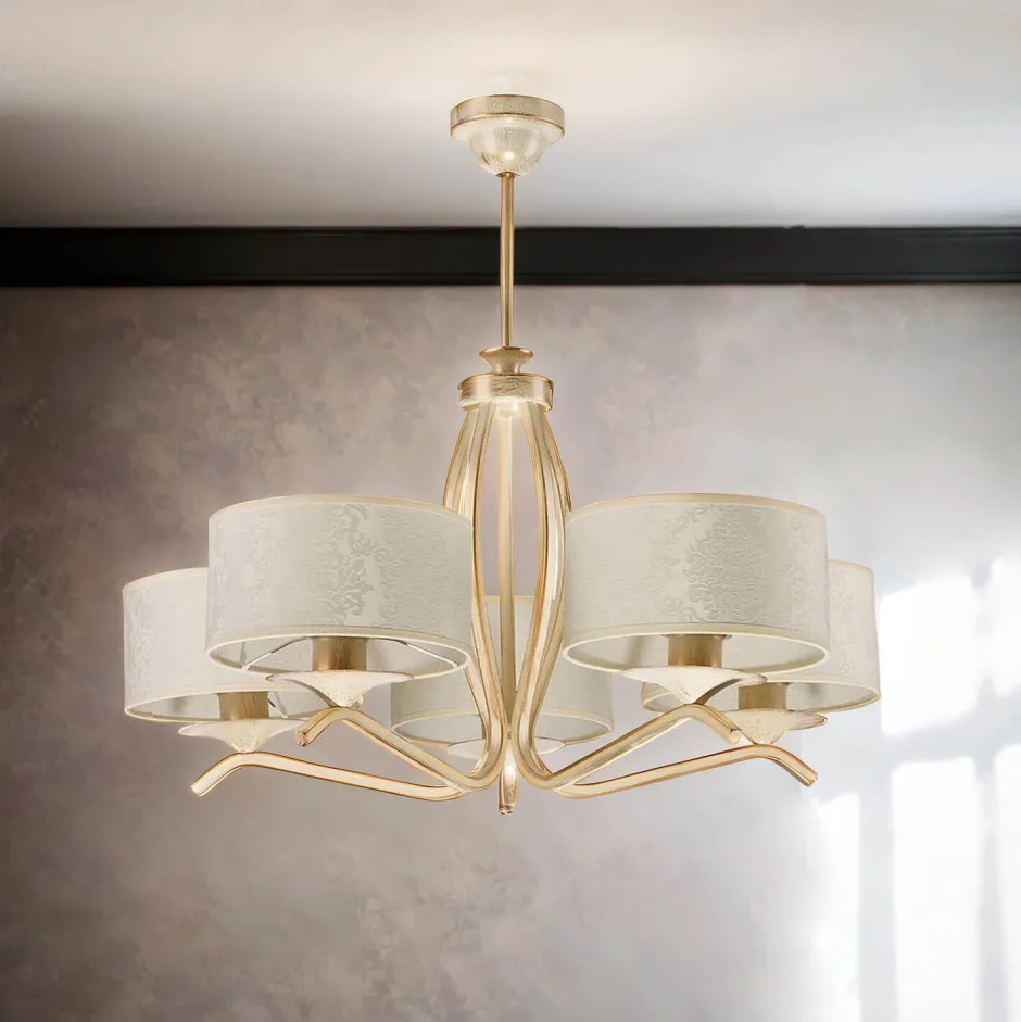 Deckenleuchten|Moderne Lampen*Jupiter Deckenlampe Gold Weiß Ø66cm Esstisch Leuchte 5xE27