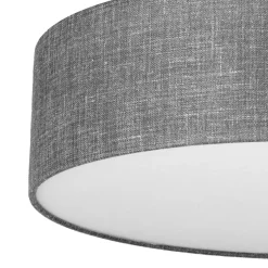 TK Lighting Deckenlampe Grau rund flach Ø 60 cm Stoffschirm Modern< Deckenleuchten|Flurlampen