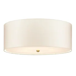 Deckenleuchten|Flurlampen*Elstead Deckenlampe groß rund 66 cm Stoff in Creme Messing