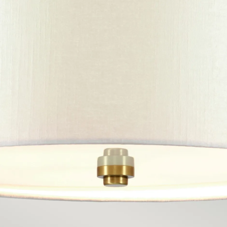 Deckenleuchten|Flurlampen*Elstead Deckenlampe groß rund 66 cm Stoff in Creme Messing