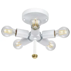 Deckenleuchten|Flurlampen*Elstead Deckenlampe groß rund 66 cm Stoff in Creme Messing