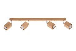 Deckenleuchten|Flurlampen*Sollux Deckenlampe Holz 4-flammig 80 cm lang wohnlich GU10