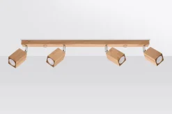 Deckenleuchten|Flurlampen*Sollux Deckenlampe Holz 4-flammig 80 cm lang wohnlich GU10