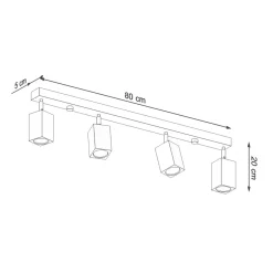 Deckenleuchten|Flurlampen*Sollux Deckenlampe Holz 4-flammig 80 cm lang wohnlich GU10