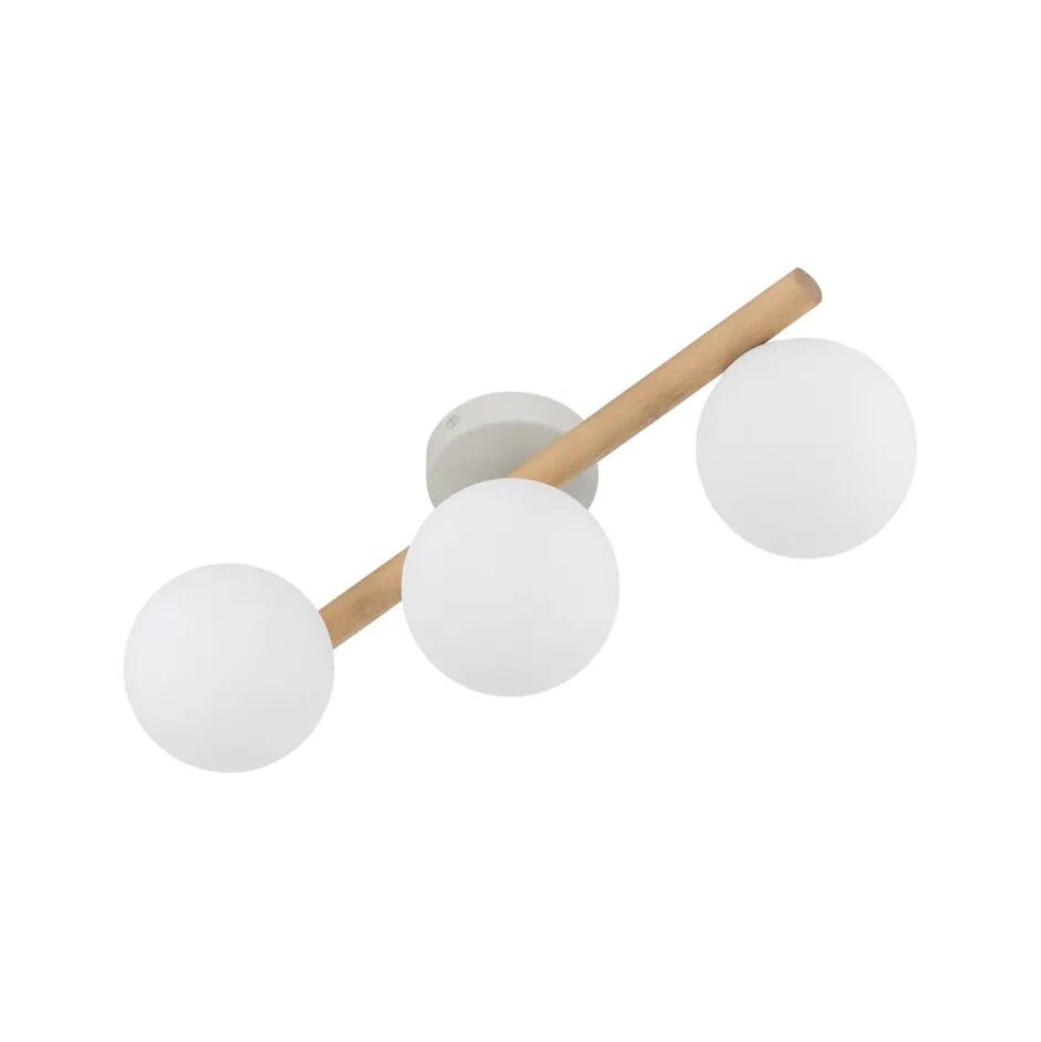 Deckenleuchten|Flurlampen*Easylight Deckenlampe Holz Glas 47 cm lang G9 in Hell Weiß 3-flammig