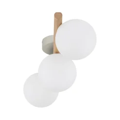 Deckenleuchten|Flurlampen*Easylight Deckenlampe Holz Glas 47 cm lang G9 in Hell Weiß 3-flammig