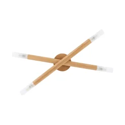 Deckenleuchten|Flurlampen*TK Lighting Deckenlampe Holz Glas 50 cm lang in Kiefer Weiß 4x G9