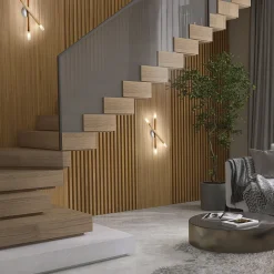 Deckenleuchten|Flurlampen*TK Lighting Deckenlampe Holz Glas 50 cm lang in Kiefer Weiß 4x G9