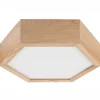 Flurlampen|Bürolampen*Lamkur Deckenlampe Holz Glas 6-eckig E27 32 cm breit Wohnzimmer