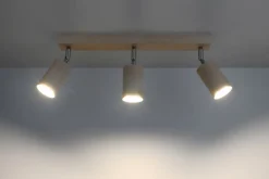 Deckenleuchten|Spots*Sollux Deckenlampe Holz L:45cm 3x GU10 Strahler Spot Lampe