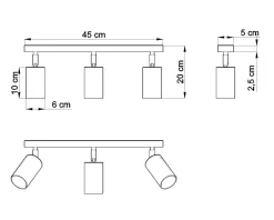 Deckenleuchten|Spots*Sollux Deckenlampe Holz L:45cm 3x GU10 Strahler Spot Lampe