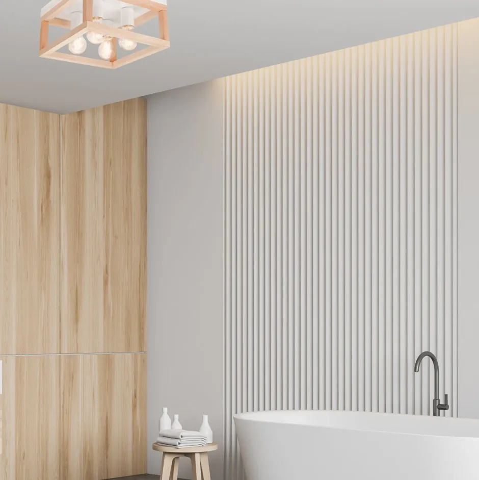 Deckenleuchten|Flurlampen*Lamkur Deckenlampe Holz Metall 4-flammig E27 B: 30 cm eckig