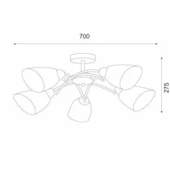 Lamkur Deckenlampe in Messing Weiß Glas Metall Jugendstil 5x E27< Deckenleuchten|Flurlampen