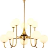 Jupiter Deckenlampe Jugendstil Messing Glas in Gold 10-flmg G9< Deckenleuchten|Bürolampen