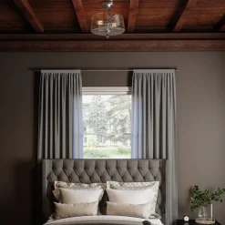 Elstead Deckenlampe Jugendstil rund Ø 31,3 cm Nickel Metall Regenglas< Flurlampen|Bürolampen