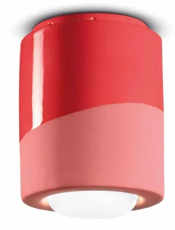 Ferroluce Deckenlampe Keramik D: 12,5 cm Aufputz Koralle E27 rund< Wohnzimmerlampen|Keramiklampen