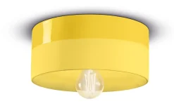 Ferroluce Deckenlampe Keramik E27 D: 25 cm Gelb rund Retro ENRICO< Wohnzimmerlampen|Keramiklampen