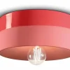 Ferroluce Deckenlampe Keramik E27 rund Ø 25 cm Koralle ENRICO< Wohnzimmerlampen|Keramiklampen
