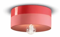 Ferroluce Deckenlampe Keramik E27 rund Ø 25 cm Koralle ENRICO< Wohnzimmerlampen|Keramiklampen