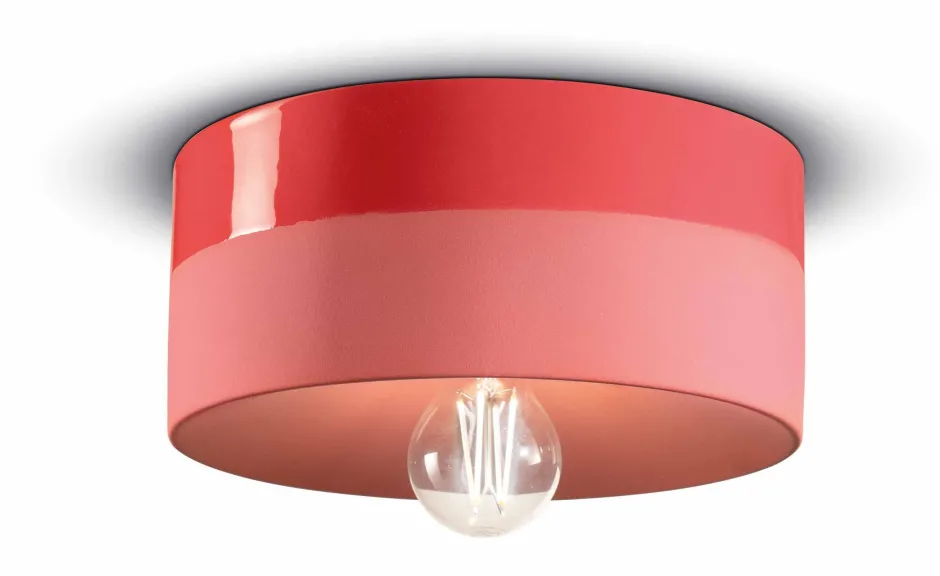 Ferroluce Deckenlampe Keramik E27 rund Ø 25 cm Koralle ENRICO< Wohnzimmerlampen|Keramiklampen