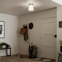 Deckenleuchten|Flurlampen*Elstead Deckenlampe klein B: 21,6 cm E27 Metall Glas in Bronze Weiß