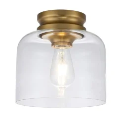 Elstead Deckenlampe klein Metall Glas Ø 22,9 cm in Messing brüniert< Deckenleuchten|Badezimmer Lampe