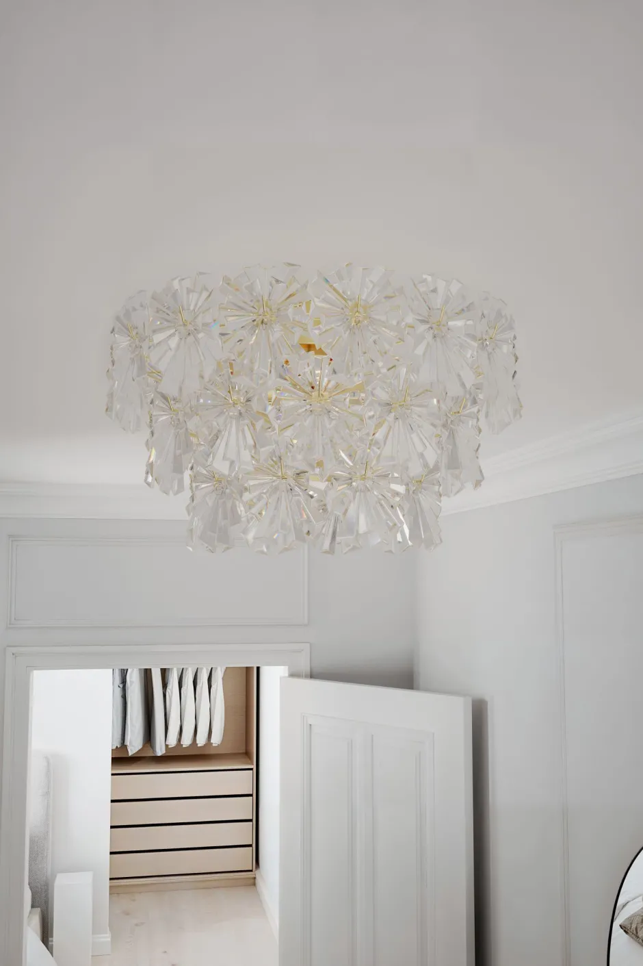 By Rydéns Deckenlampe Kristall 51,5 cm breit in Gold 3-flammig E14< Deckenleuchten|Wohnzimmerlampen