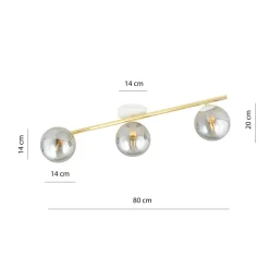 Emibig Deckenlampe Kugel Schirme Rauchglas Metall LUISELLA< Deckenleuchten|Flurlampen