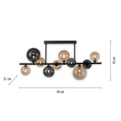 Paul Neuhaus Deckenlampe Kugeln Rauchgrau Bernstein Glas 85 cm G9< Deckenleuchten|Bürolampen