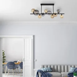 Paul Neuhaus Deckenlampe Kugeln Rauchgrau Bernstein Glas 85 cm G9< Deckenleuchten|Bürolampen