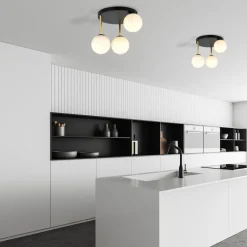 Deckenleuchten|Bürolampen*Emibig Deckenlampe Kugelschirme 3x E14 Schwarz Weiß Gold