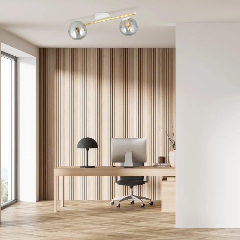 Emibig Deckenlampe LUISELLA 55 cm lang Weiß Graphit Gold< Deckenleuchten|Flurlampen