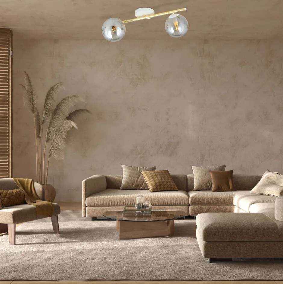 Emibig Deckenlampe LUISELLA 55 cm lang Weiß Graphit Gold< Deckenleuchten|Flurlampen