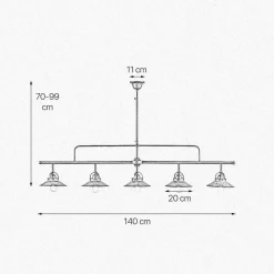 Giovanni Battista Deckenlampe Messing 140 cm lang höhenverstellbar 5x E27< Deckenleuchten|Hängelampen