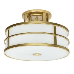 Elstead Deckenlampe Messing Creme 3x E27 Ø 34 cm rund SHOJI< Wohnzimmerlampen|Glaslampen