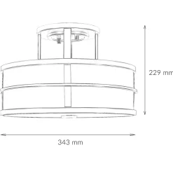 Elstead Deckenlampe Messing Creme 3x E27 Ø 34 cm rund SHOJI< Wohnzimmerlampen|Glaslampen