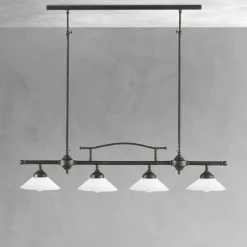 Giovanni Battista Deckenlampe Messing Glas E27 B: 95 cm höhenverstellbar< Deckenleuchten|Hängelampen