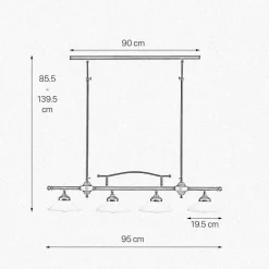 Giovanni Battista Deckenlampe Messing Glas E27 B: 95 cm höhenverstellbar< Deckenleuchten|Hängelampen