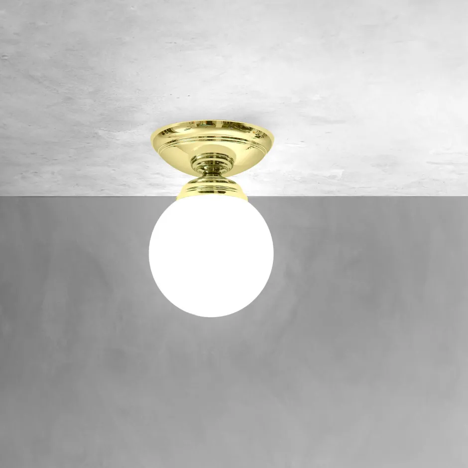 Giovanni Battista Deckenlampe Messing Glas E14 Ø 12 cm Kugel Schirm< Deckenleuchten|Badezimmer Lampe