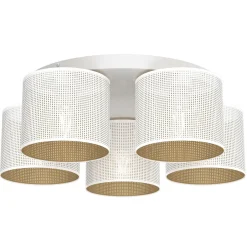 Luminex Deckenlampe Metall Ø58 cm E27 5-flmg Loft Weiß Gold< Deckenleuchten|Flurlampen