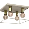 Deckenleuchten|Flurlampen*Luminex Deckenlampe Metall Beige Gold L:34 cm E27 Industrial