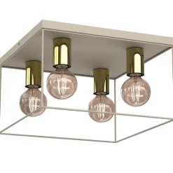 Deckenleuchten|Flurlampen*Luminex Deckenlampe Metall Beige Gold L:34 cm E27 Industrial