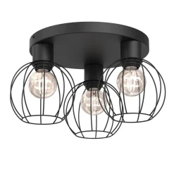 Metall Lampen|Vintage Lampen*Luminex Deckenlampe Metall Draht Schwarz Ø41 cm rund E27 3-flmg