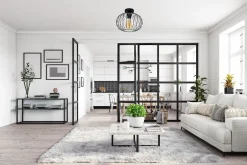 Belis Deckenlampe Metall E27 rund Ø25 cm Schwarz Retro Design< Flurlampen|Bürolampen